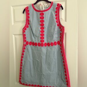 NWT Vineyard Vines Blue Shift Dress with Pink Embroidery, size 12
